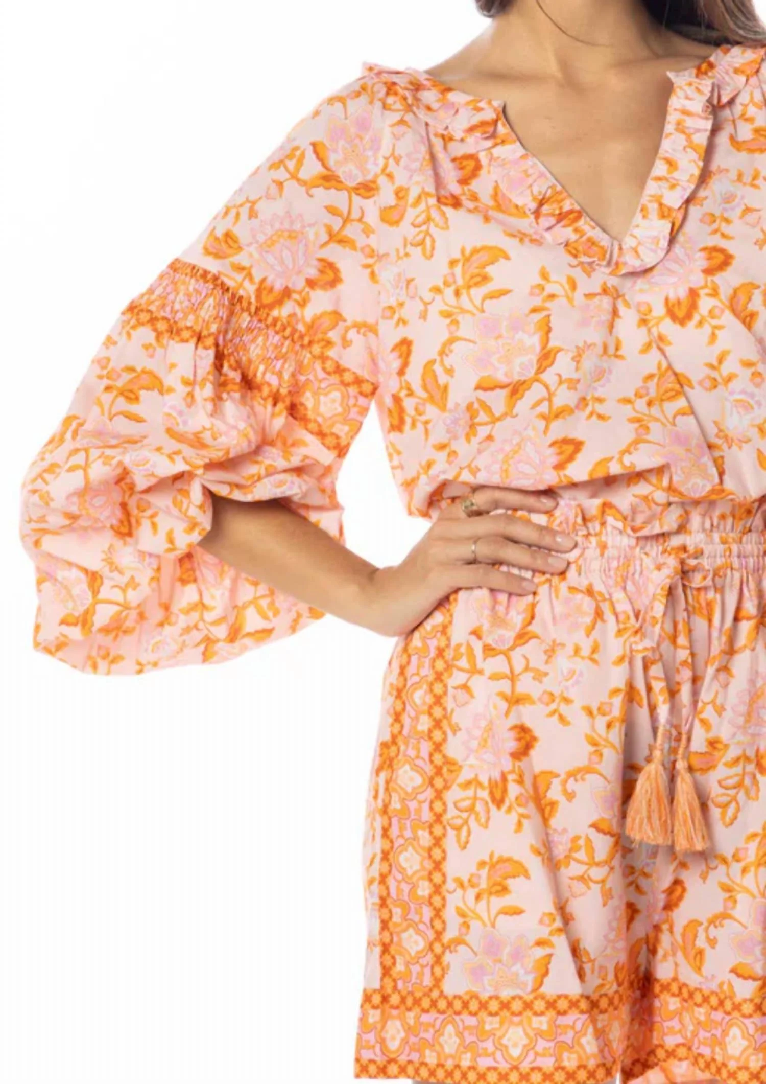 Carrie Top And Carlie Shorts Set In Tangerine