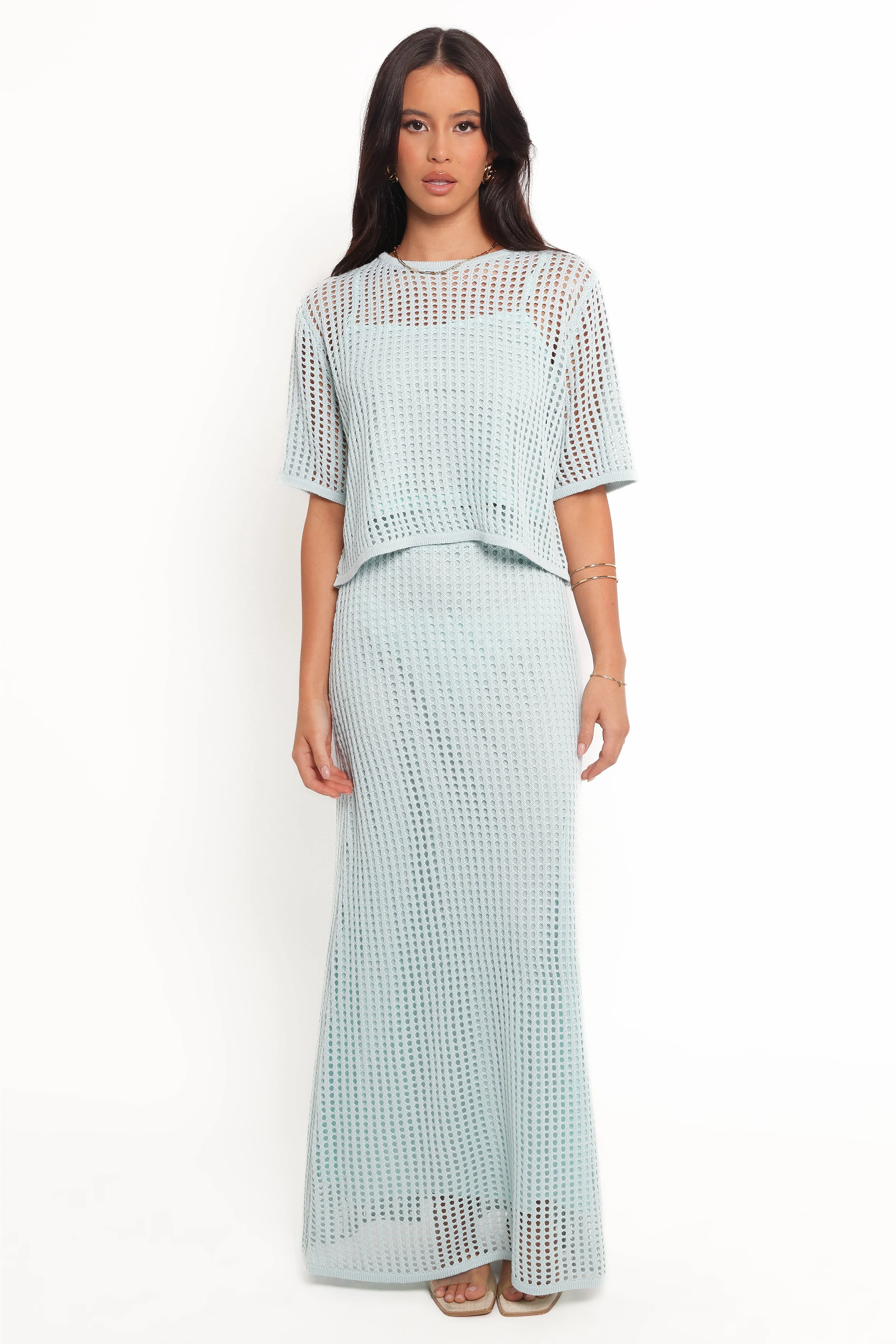 Kinnie Knit Skirt Set - Light Blue