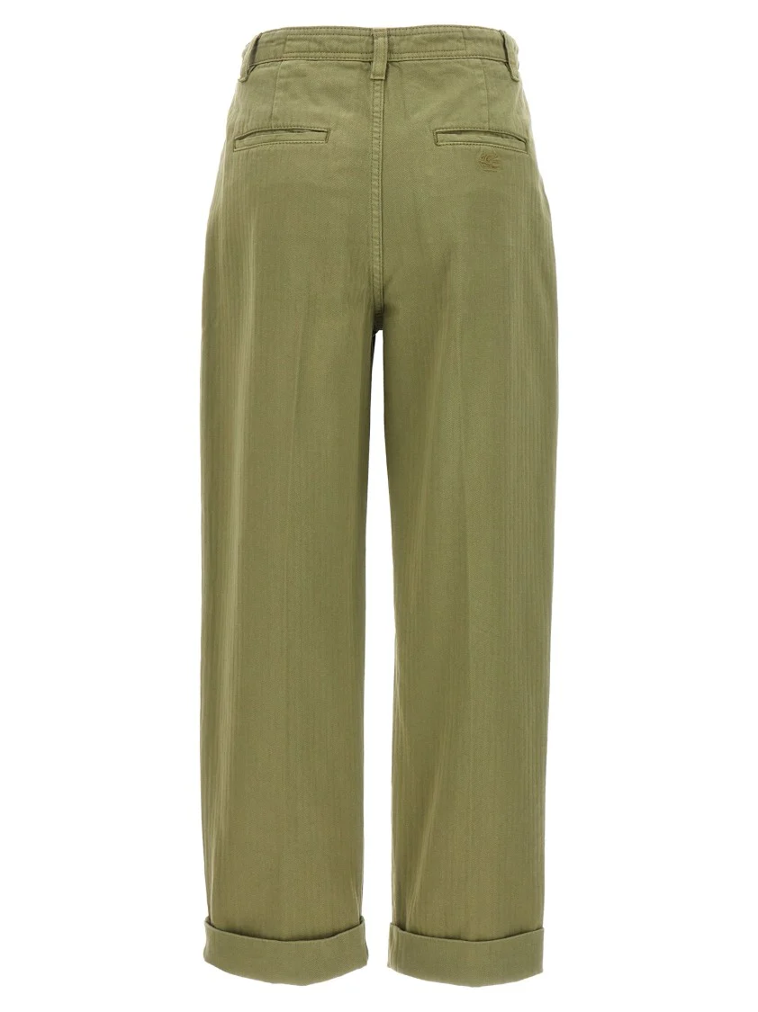 Cropped Chino Pants With Ton-Sur-Ton Chevron Pattern