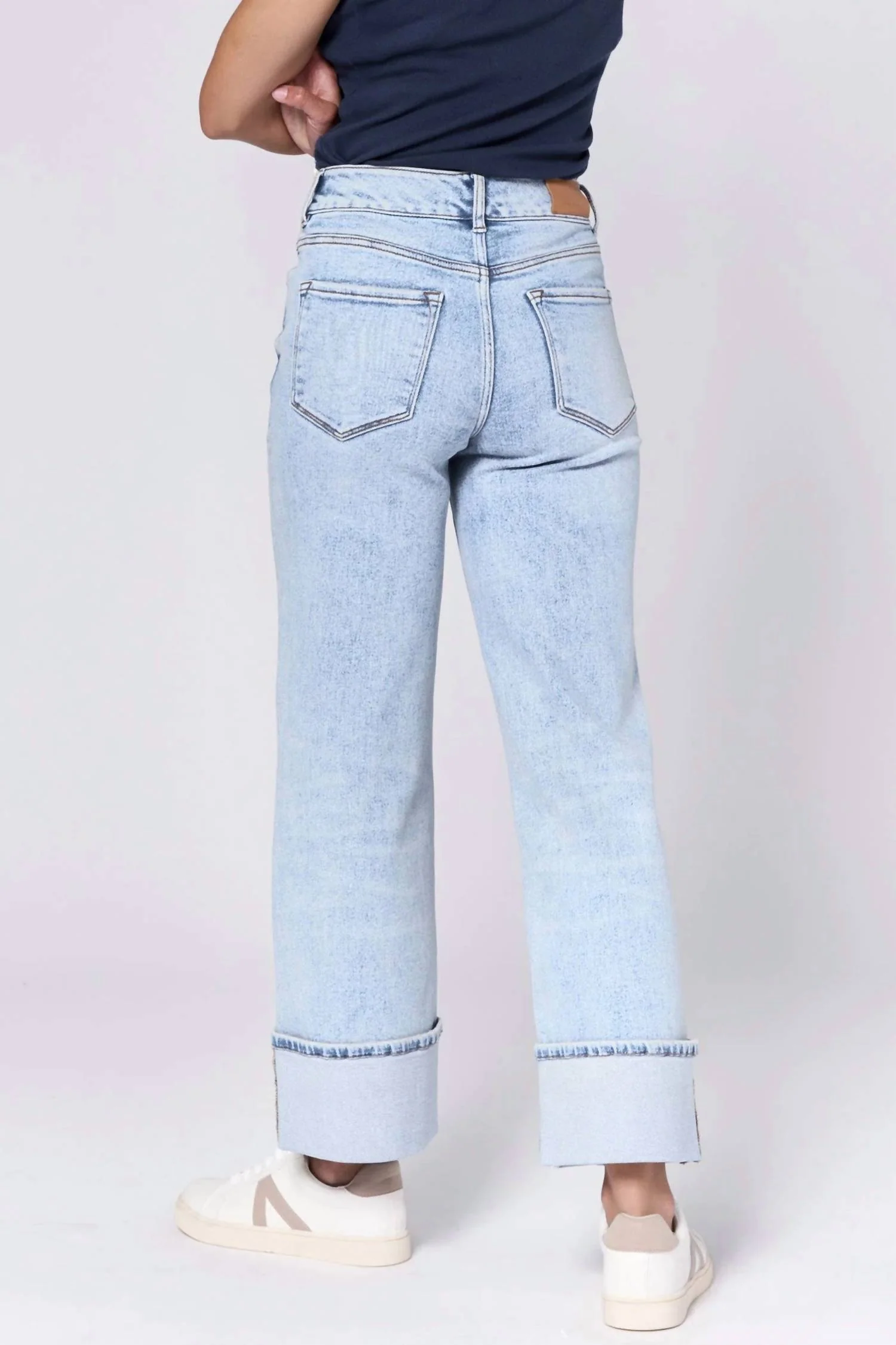 Holly High Rise Cuffed Hem Straight Jean In Lake Shore