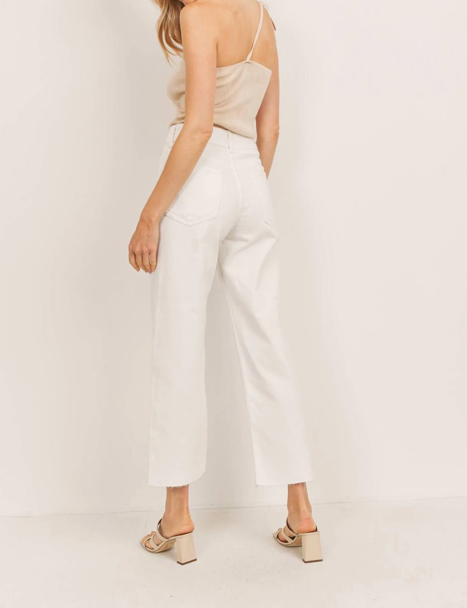 Utility Wide Leg Jeans In Off White