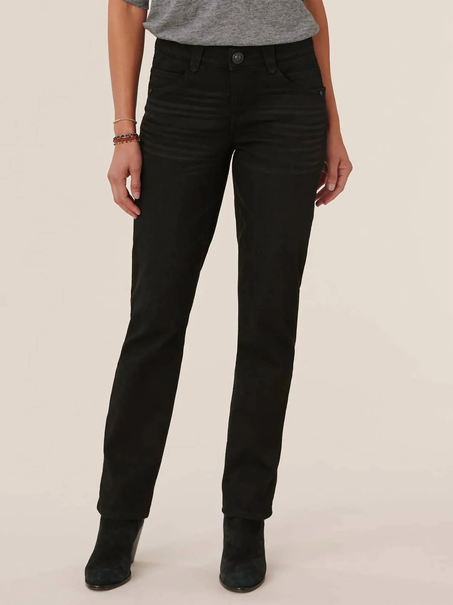 Denim Straight Leg Jeans In Black