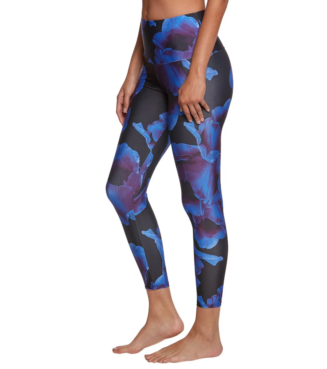 Onzie High Waisted Basic 7/8 Yoga Leggings Midnight Anemone