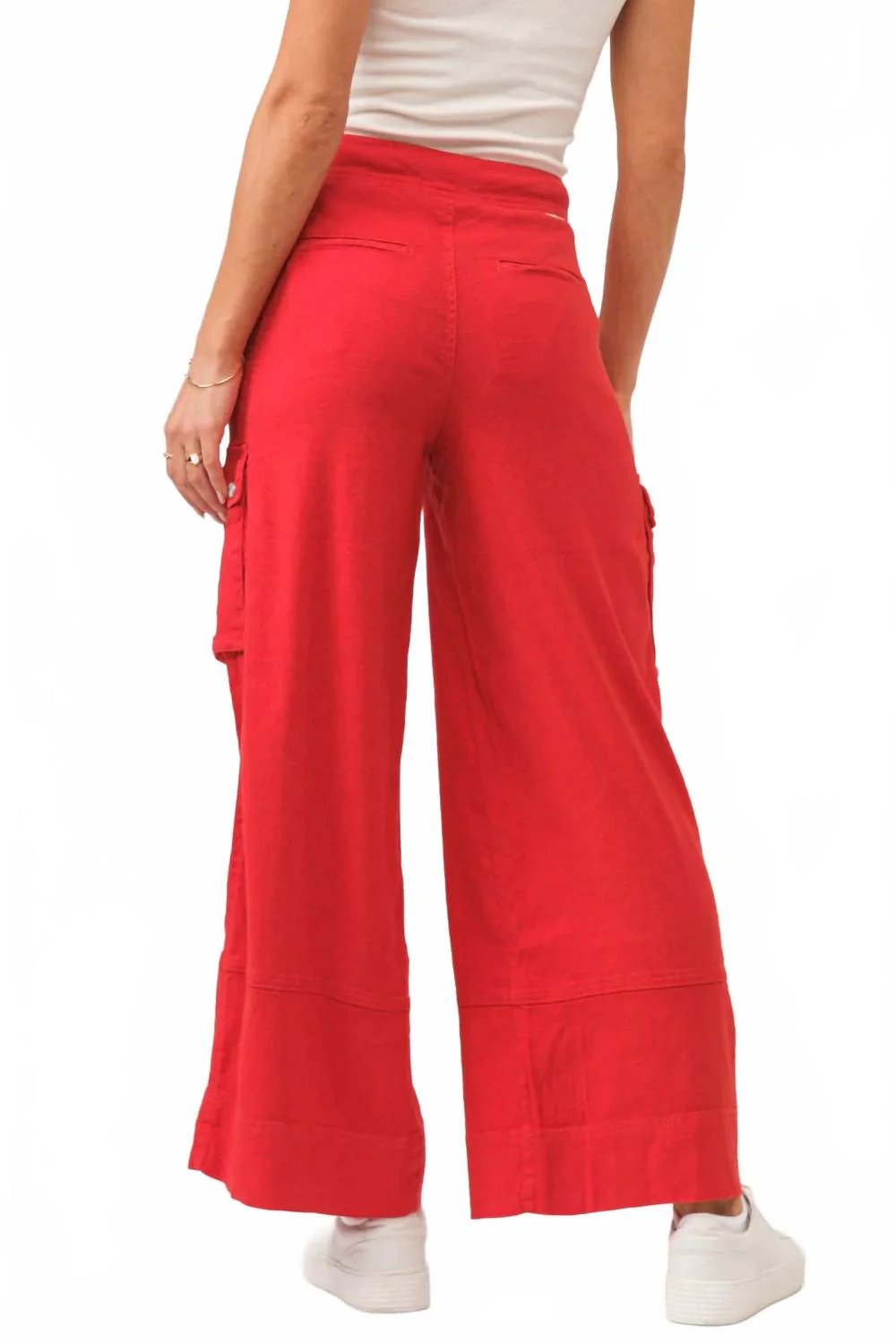 Marvey Super High Rise Ankle Wide Leg Pants In Firetruck Red