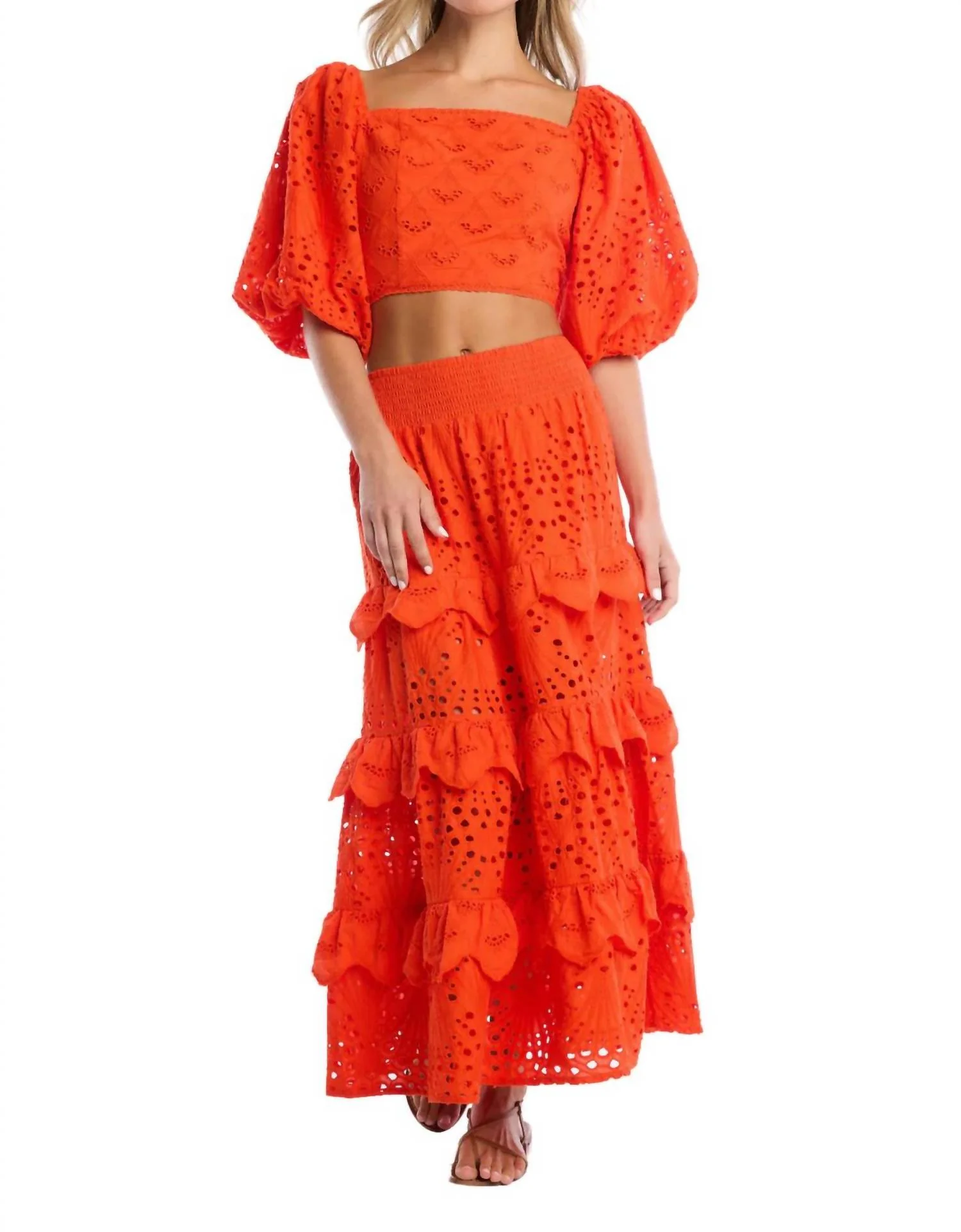 Georgia Midi Skirt In Cherry Tomato