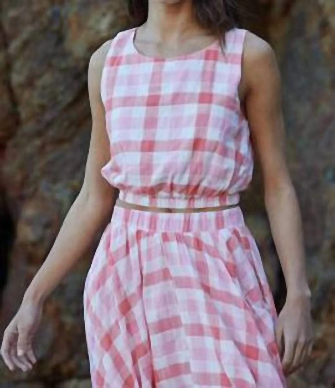 Sleeveless Top And Midi Skirt Set In Coral