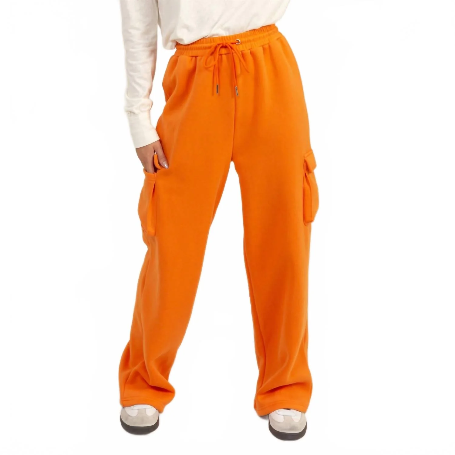 High-Waist Cargo Sweatpant In Orange