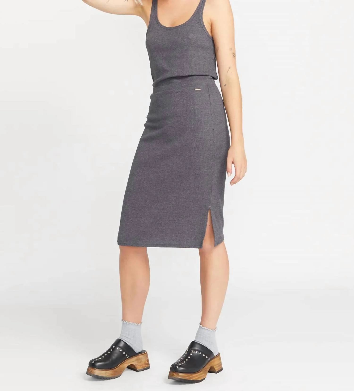 Lil Rib Skirt In Gray