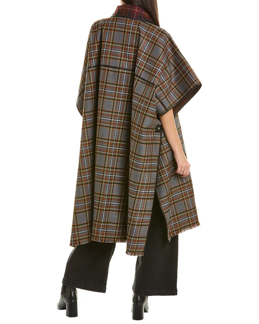 Lafayette 148 New York Reversible Leather-Trim Wool Cape