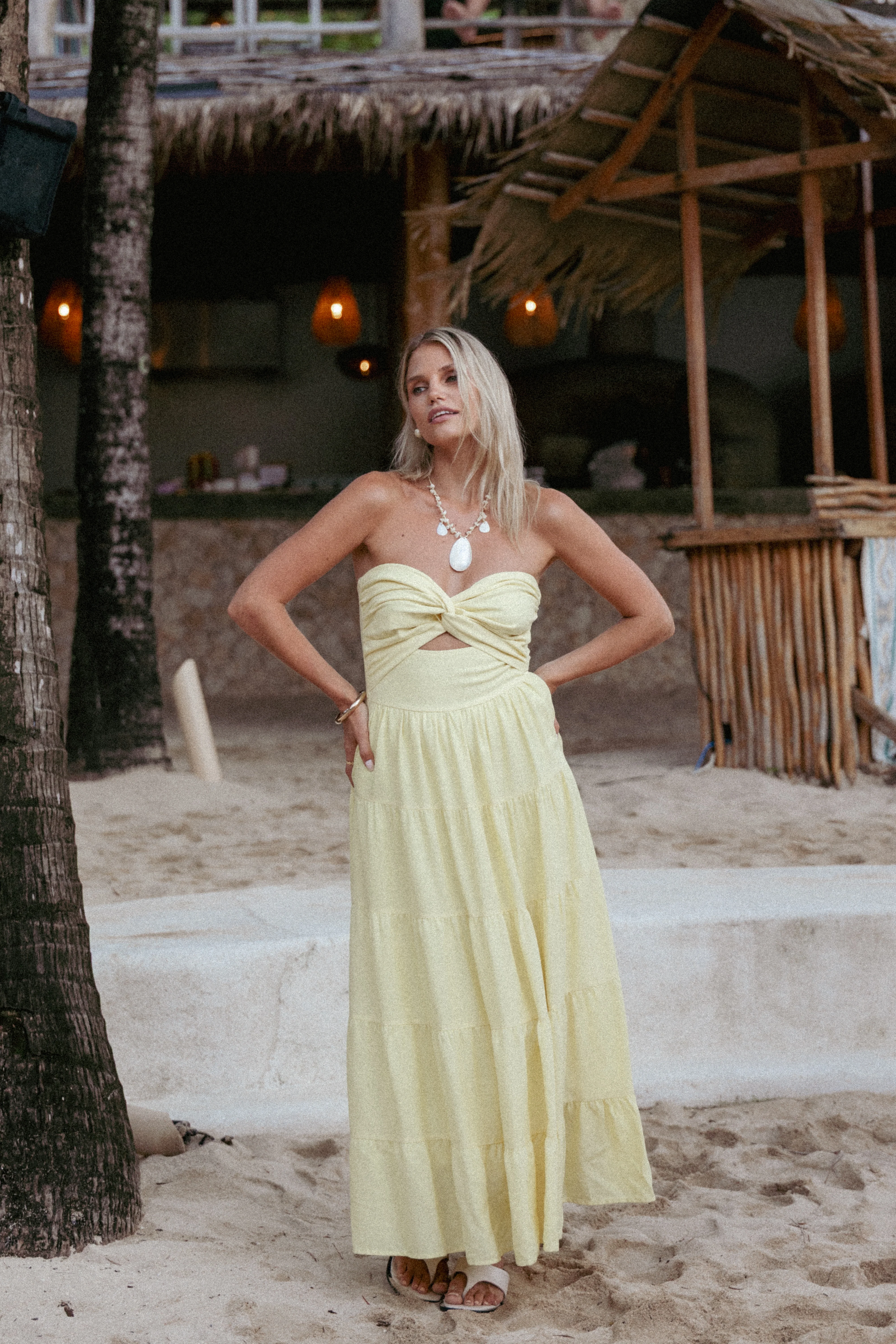 Sitara Strapless Midi Dress - Yellow