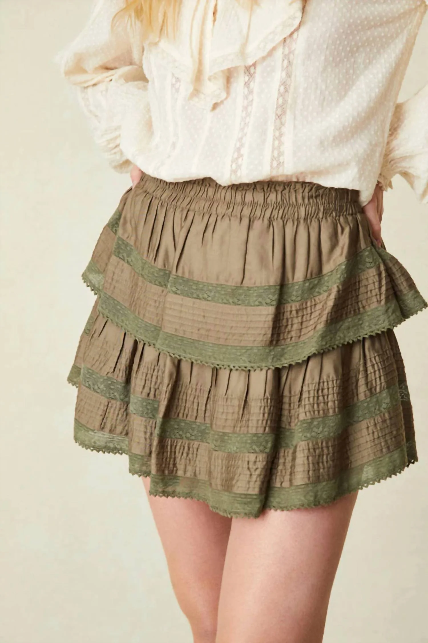 Ruffles Mini Skirt In Forest