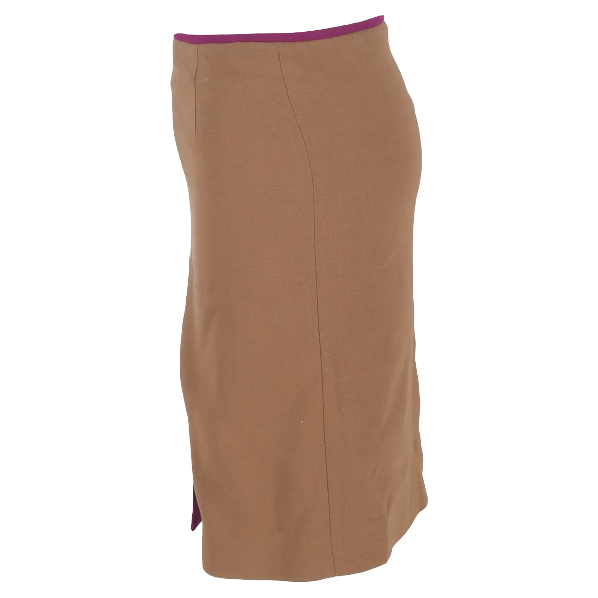 The Row Front Slit Knee-Length Pencil Skirt in Brown and Violet Wool