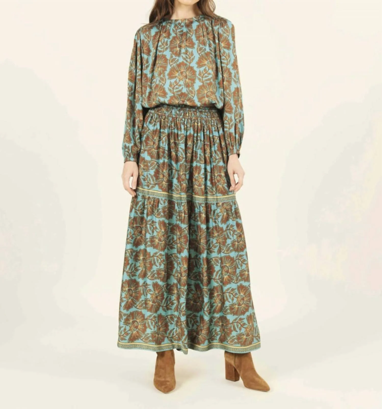 Rosalita Maxi Skirt In Etta Jadeite