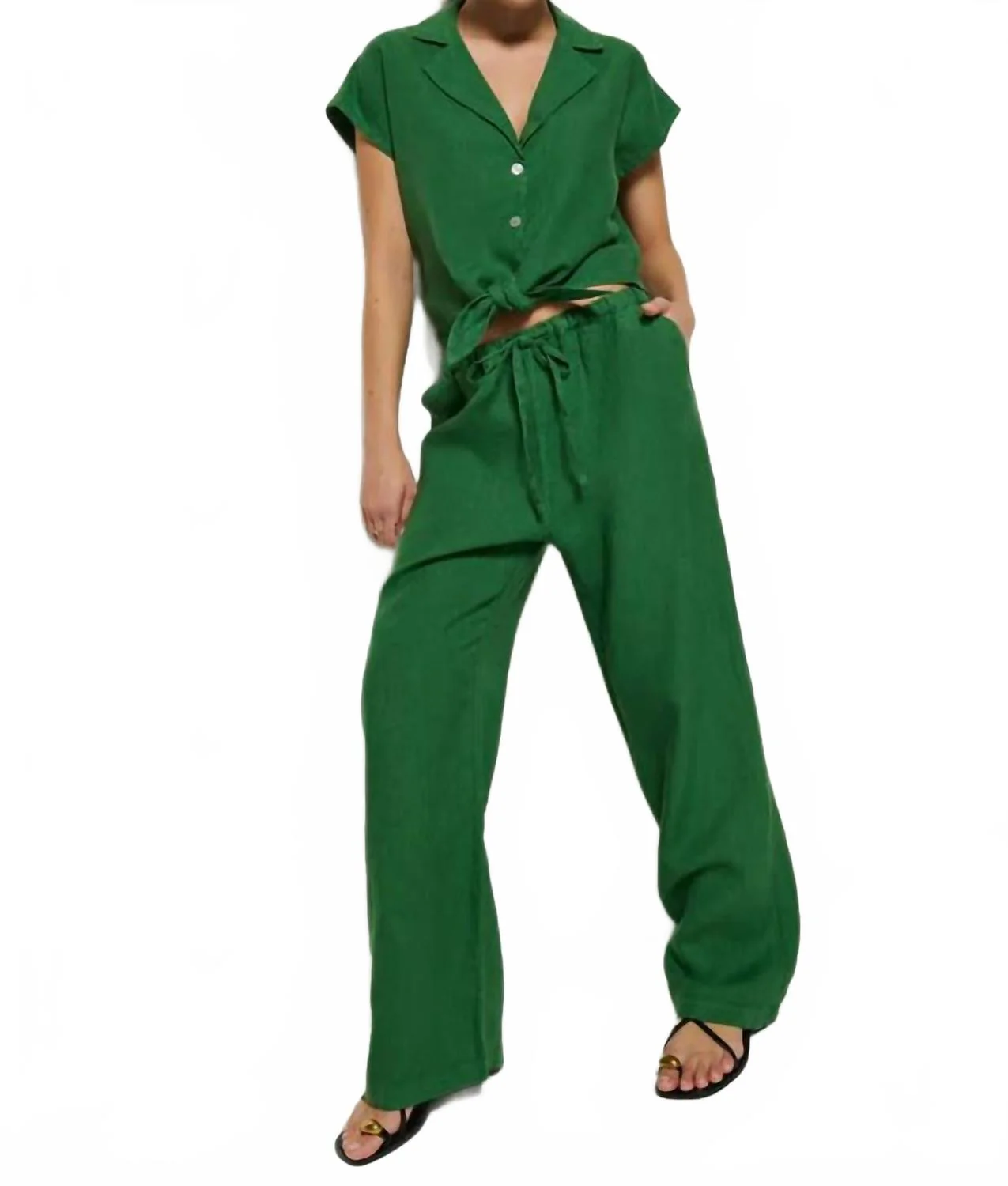 Lucia Tie Waist Pant In Green