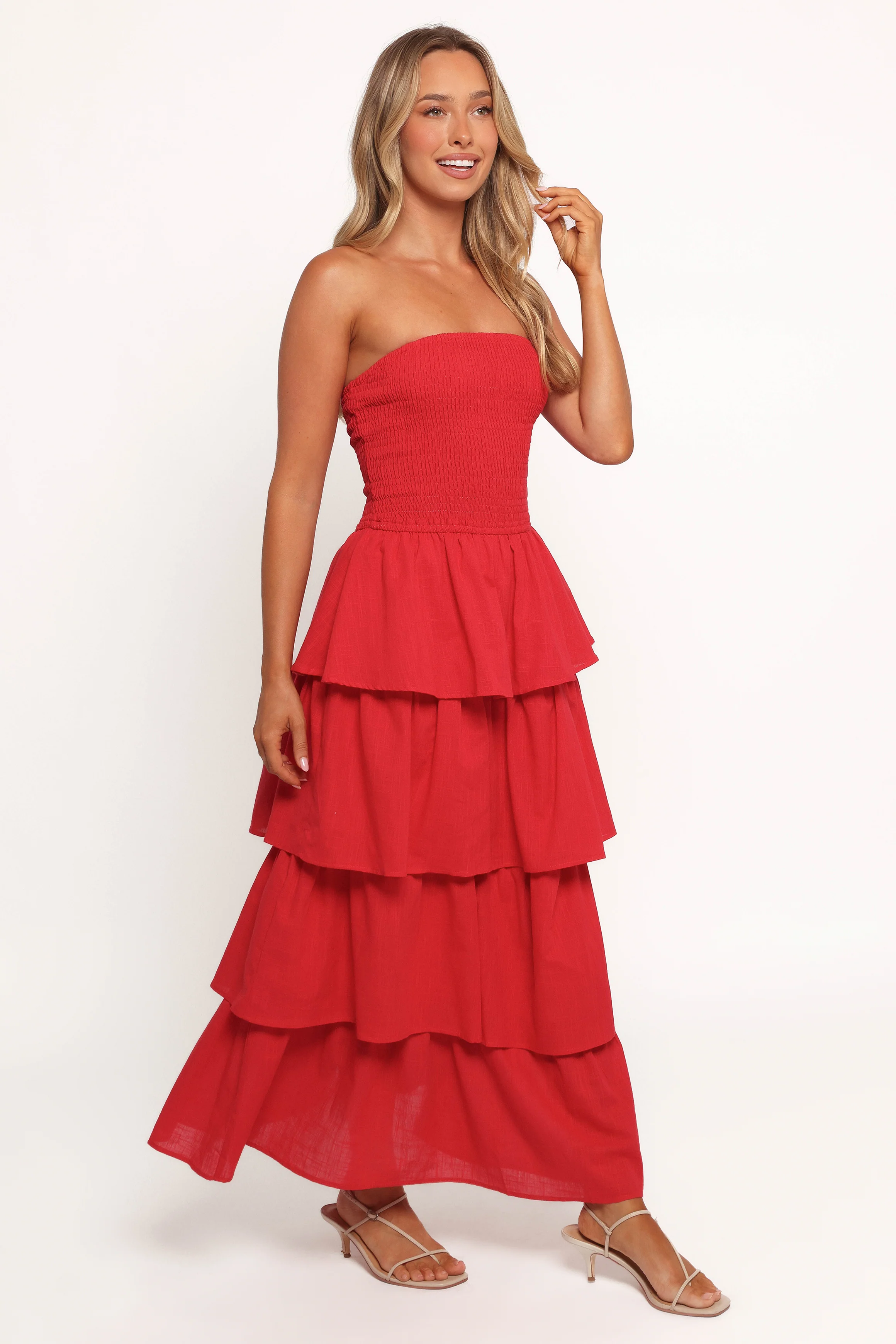 Arcadia Maxi Strapless Dress - Red