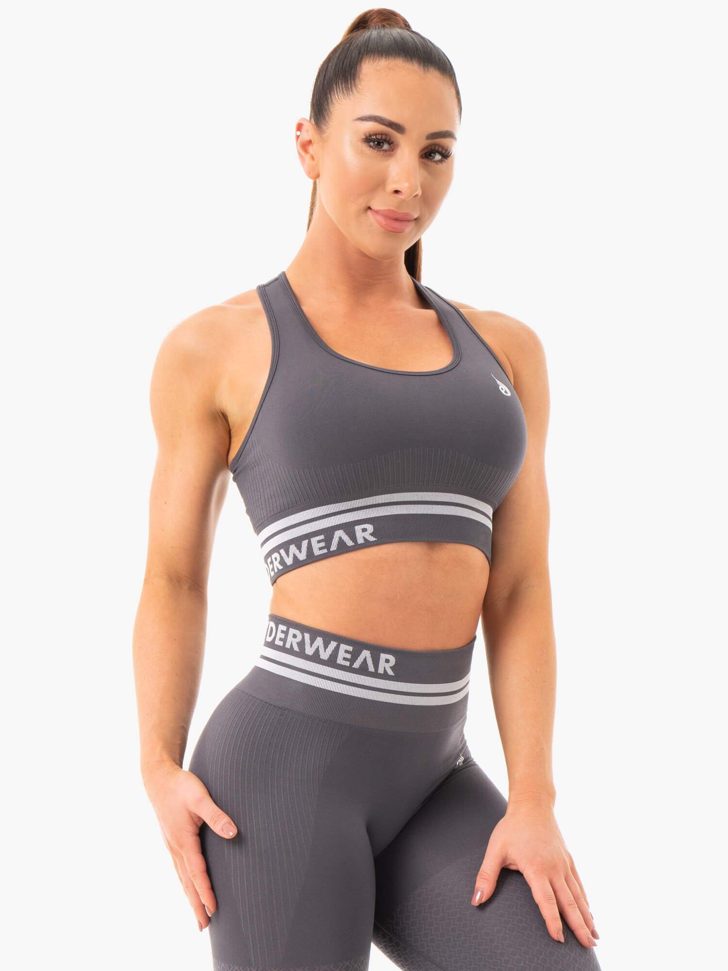 Freestyle Seamless Longline Sports Bra - Charcoal