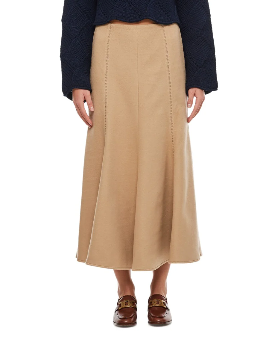 Silk Pleated Midi Skirt