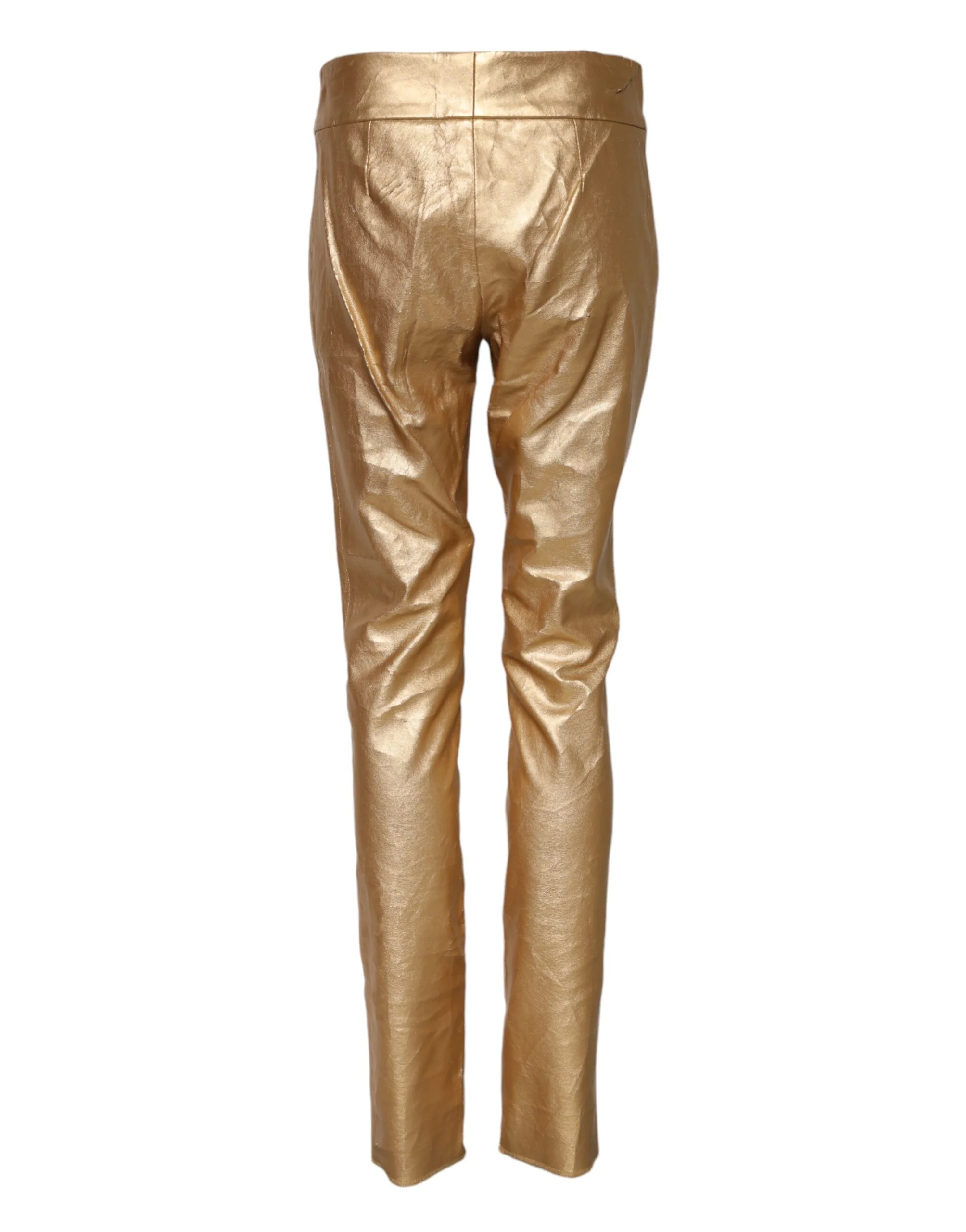 Dolce & Gabbana Metallic High Waist Skinny Trouser Women's Pants (Pre-Owned)