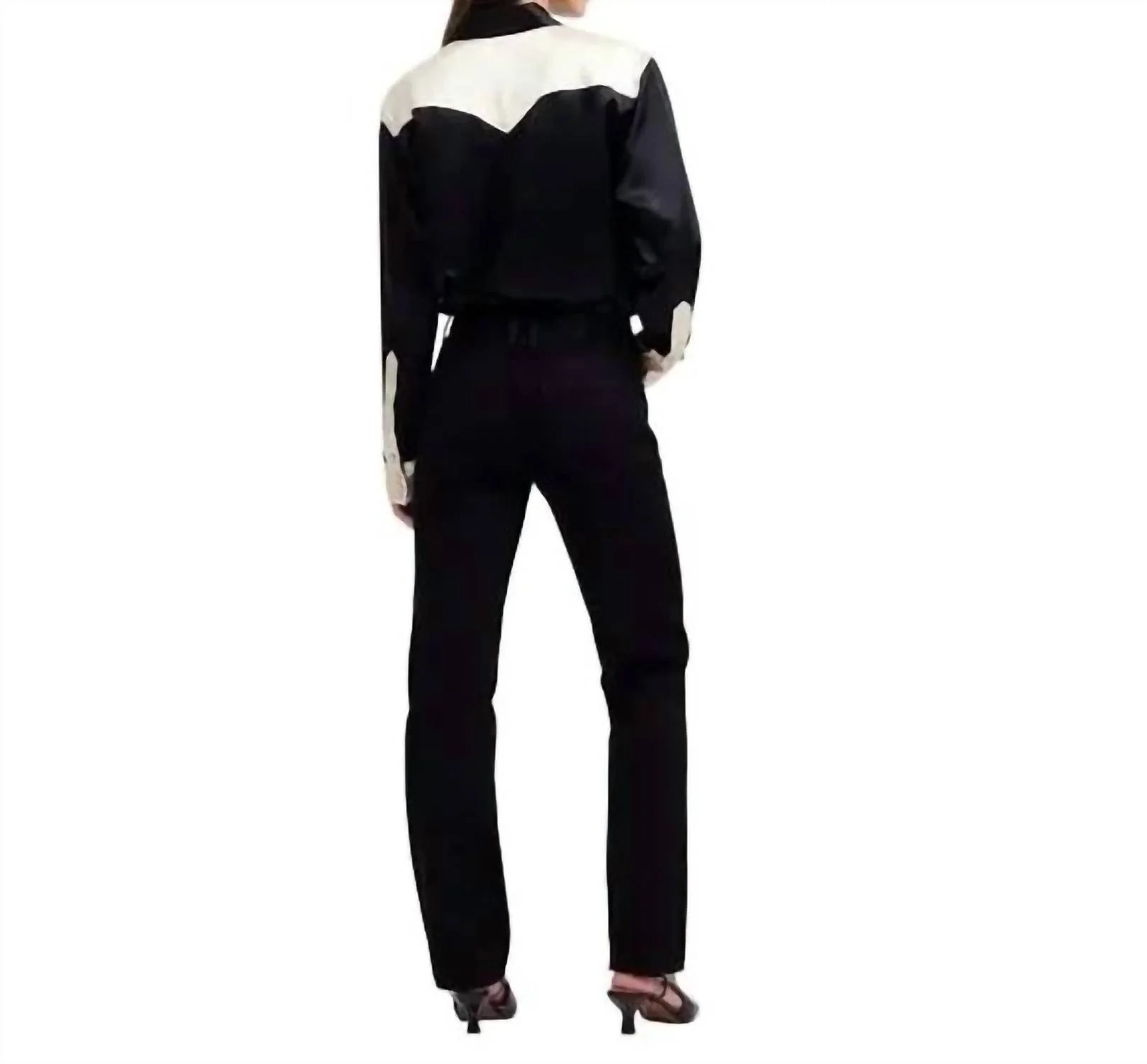 High-Rise Straight Jeans In Black Wash