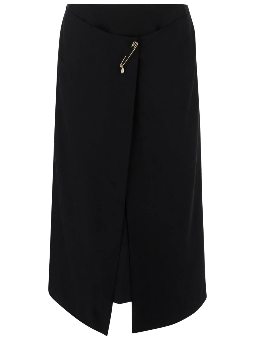 Crepe Skirt With Brooch