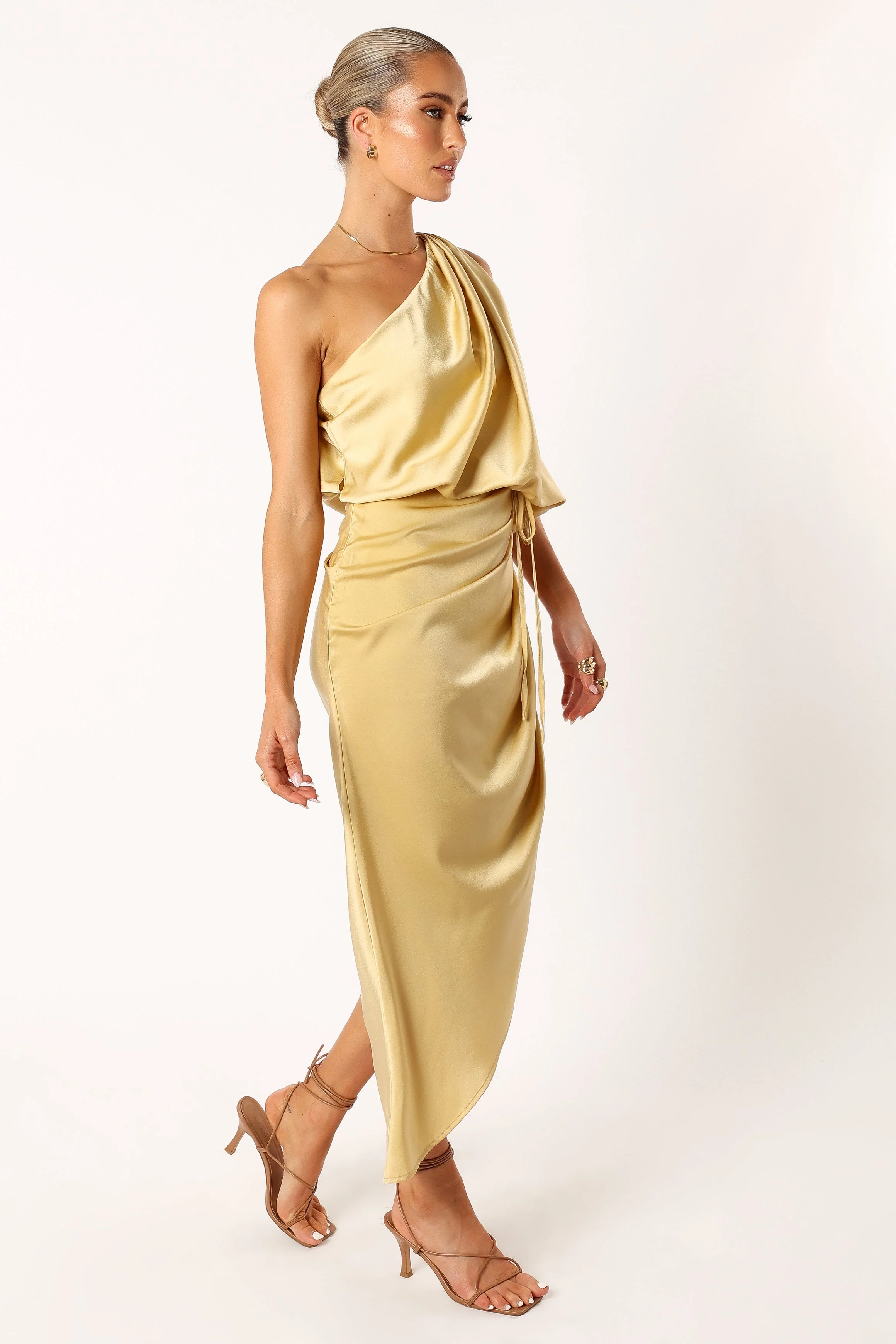 Sonny One Shoulder Midi Dress - Mustard