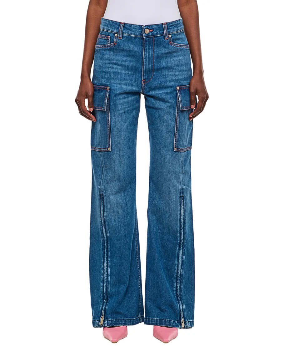 Front Zip Cargo Denim