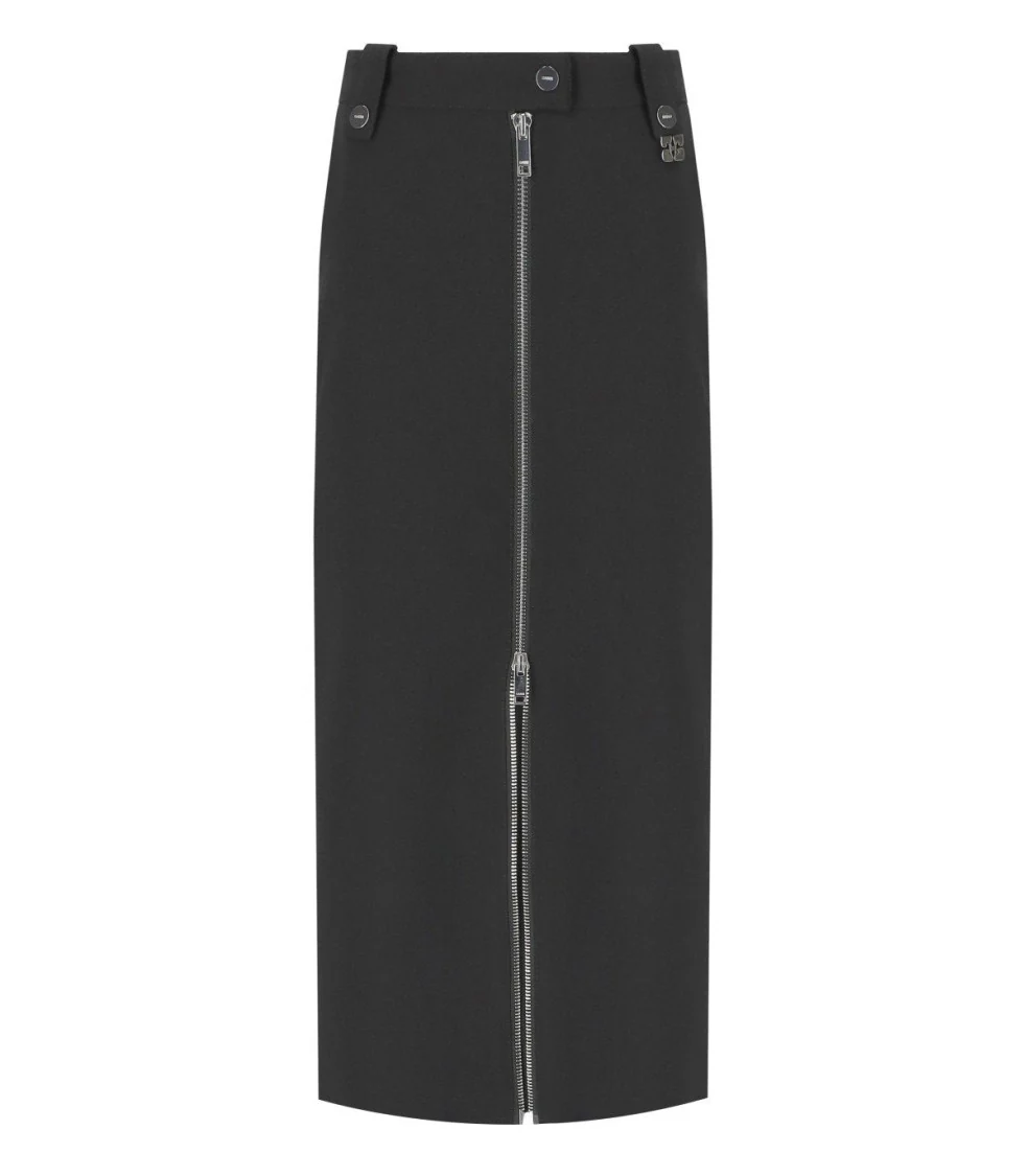 Crepe Black Midi Skirt