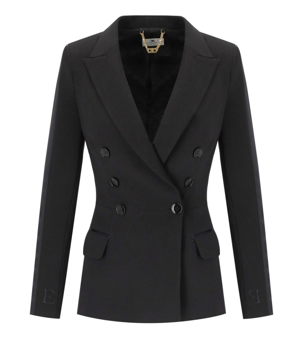 Black Crepe Double-Breasted Jacket
