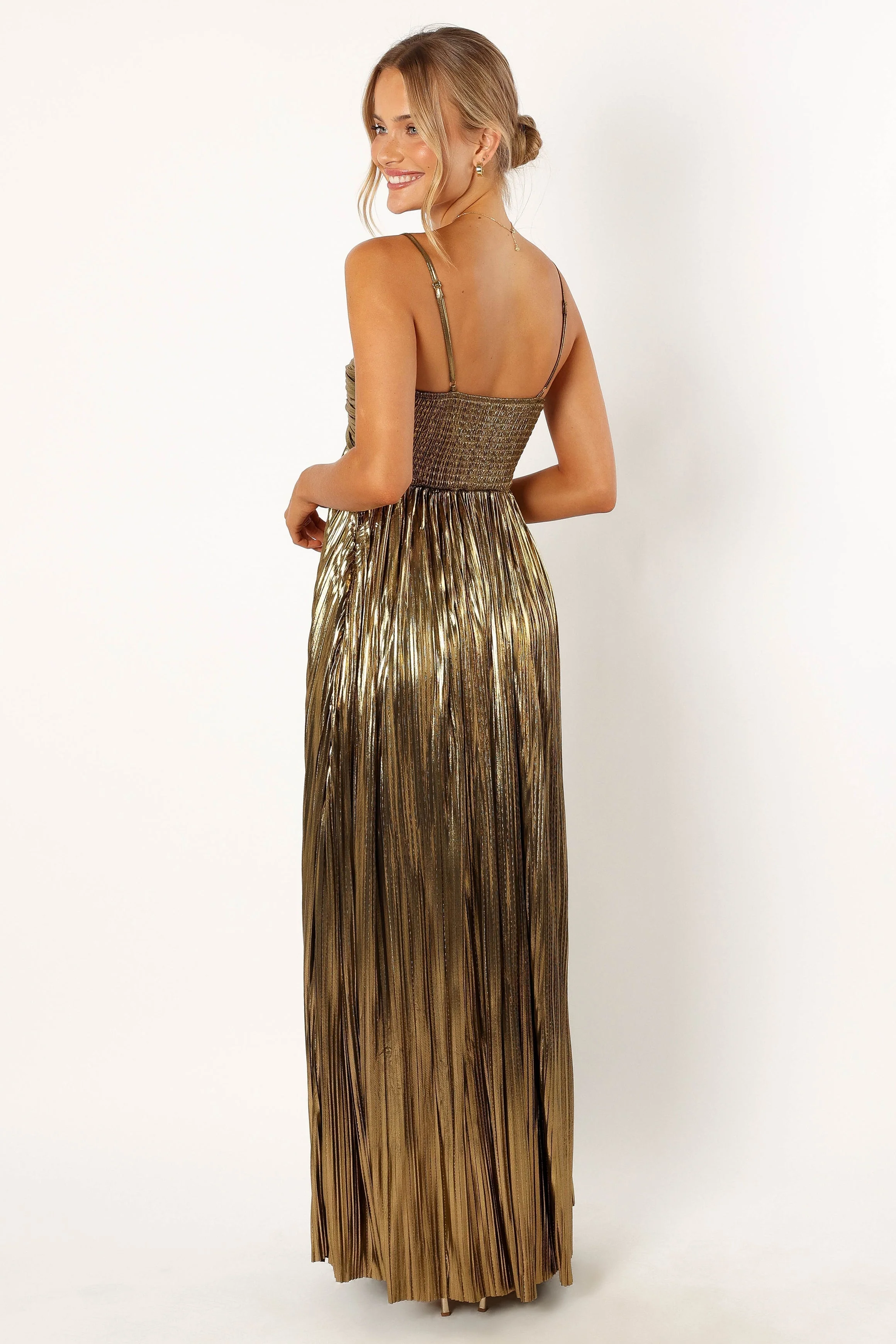 Kanthro Pleated Maxi Dress - Gold