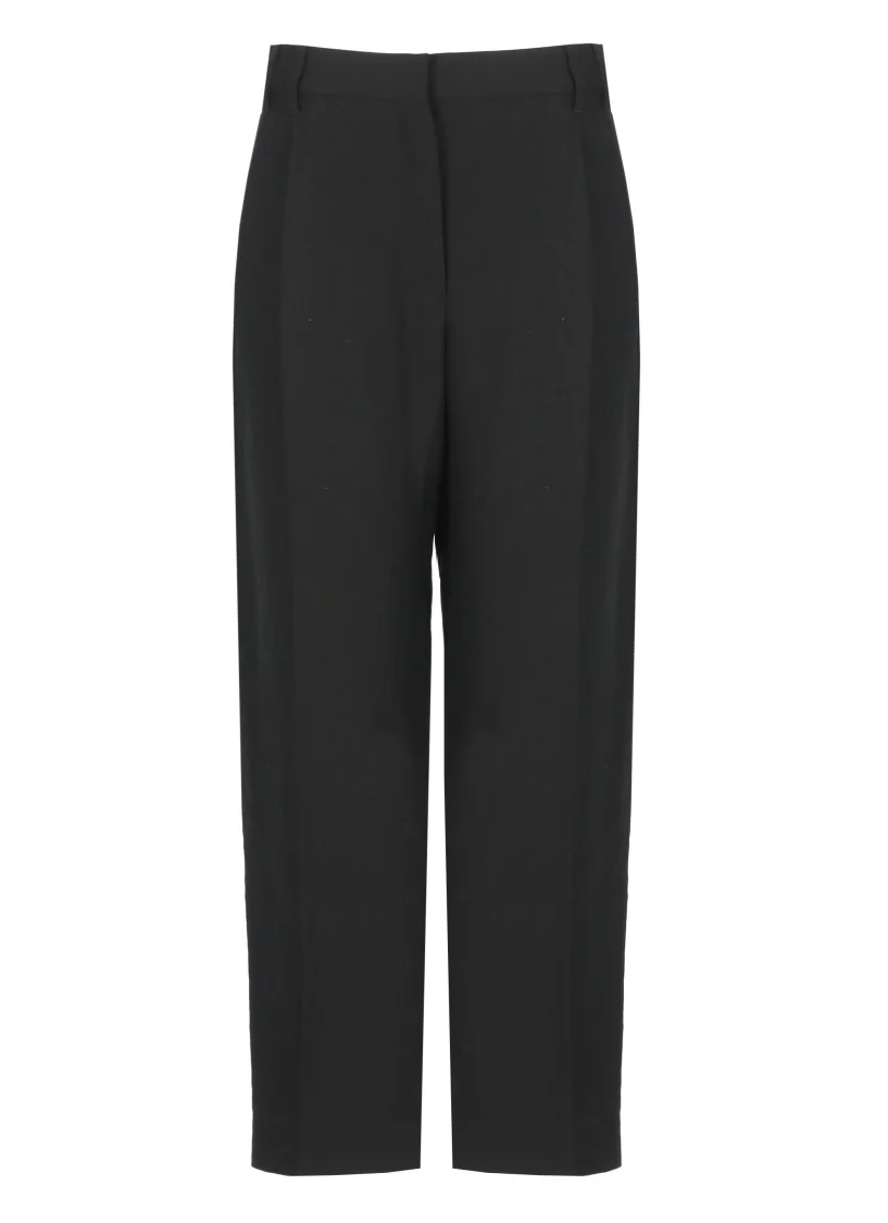 Black Fluid Twill Slouchy Trousers
