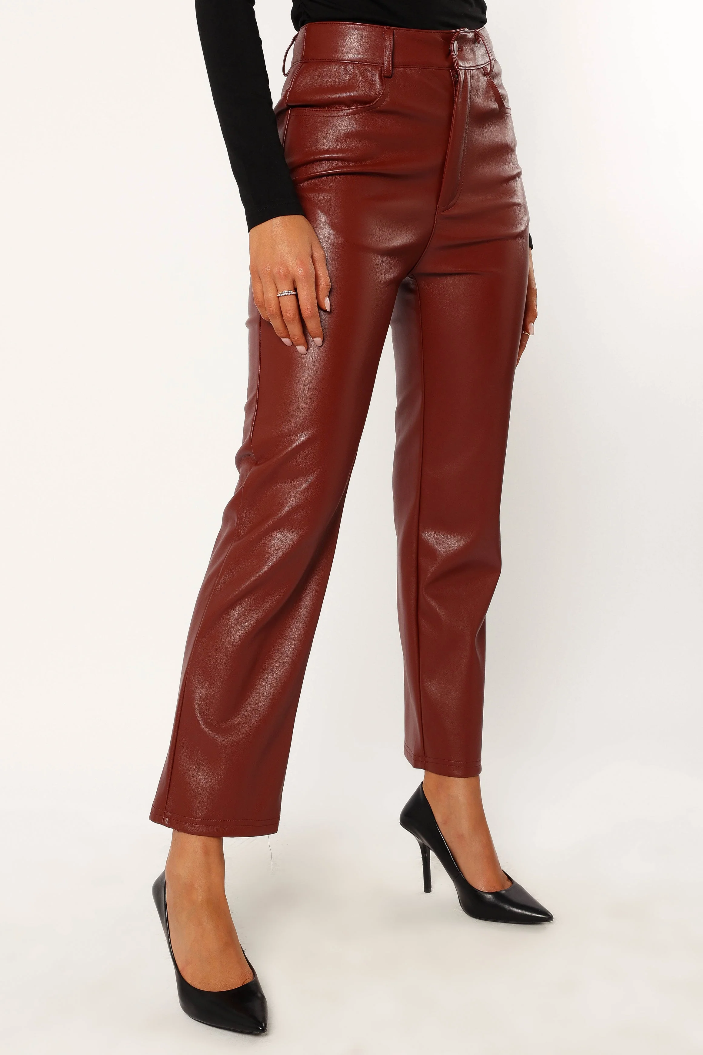 Maverick Vegan Leather Pants - Merlot
