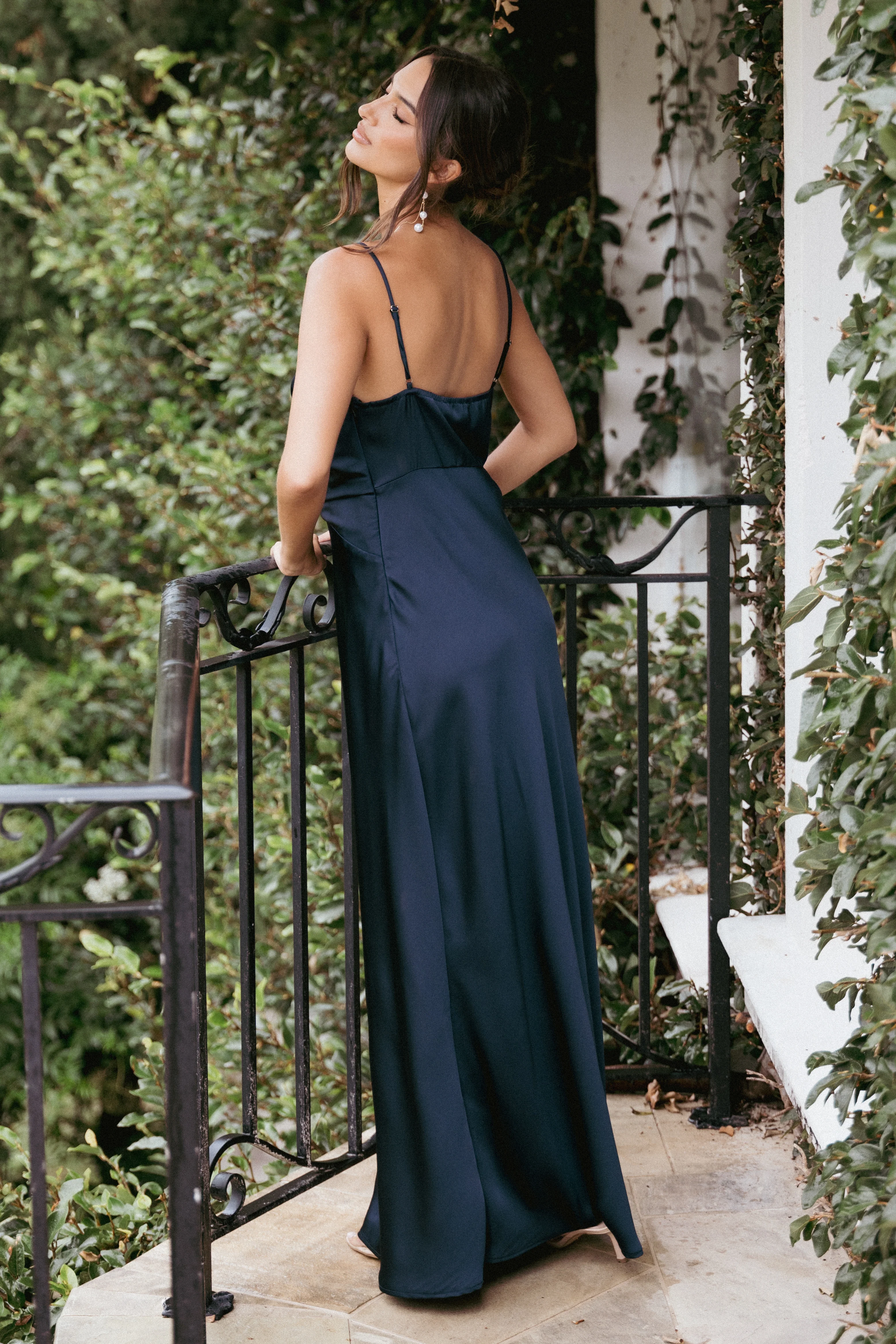 Anela Asymmetric Midi Dress - Navy