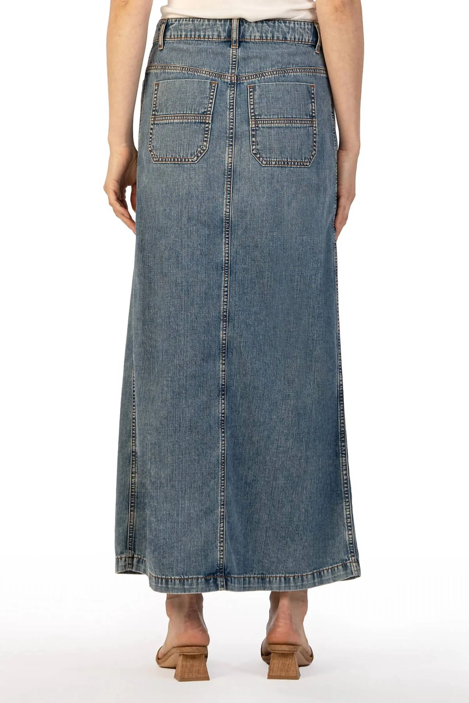 Liora Maxi Skirt In Washed Denim