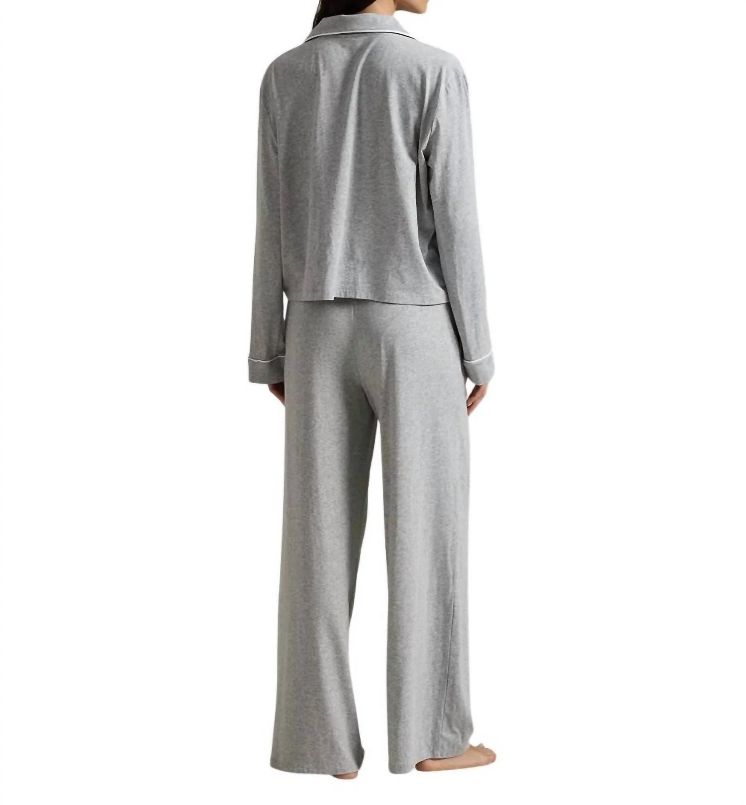Long-Sleeve Jersey Pajama Set In Heather Grey