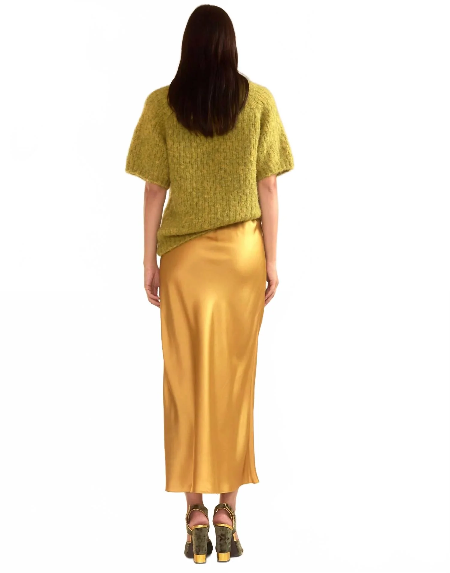 Charmeuse Bias Skirt In Gold