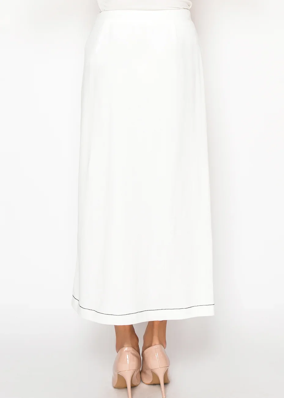 White Button-Trim Skirt