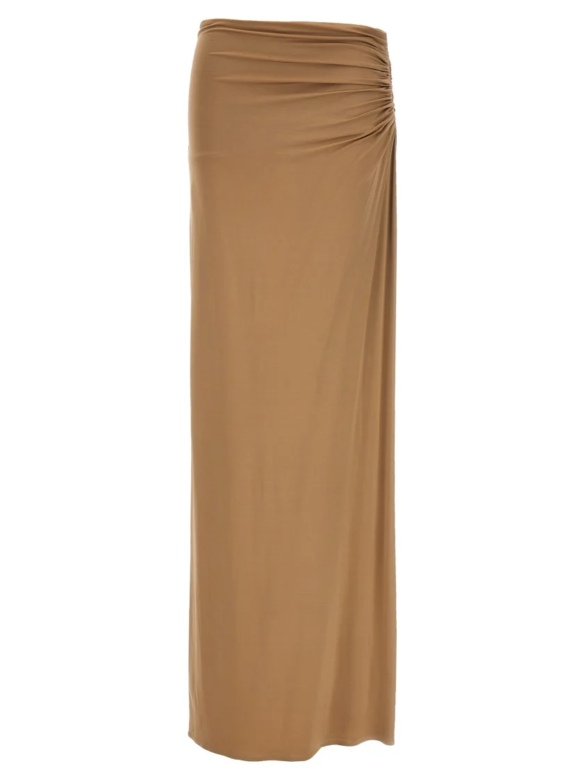 Long Stretch Viscose Skirt With Side Draping