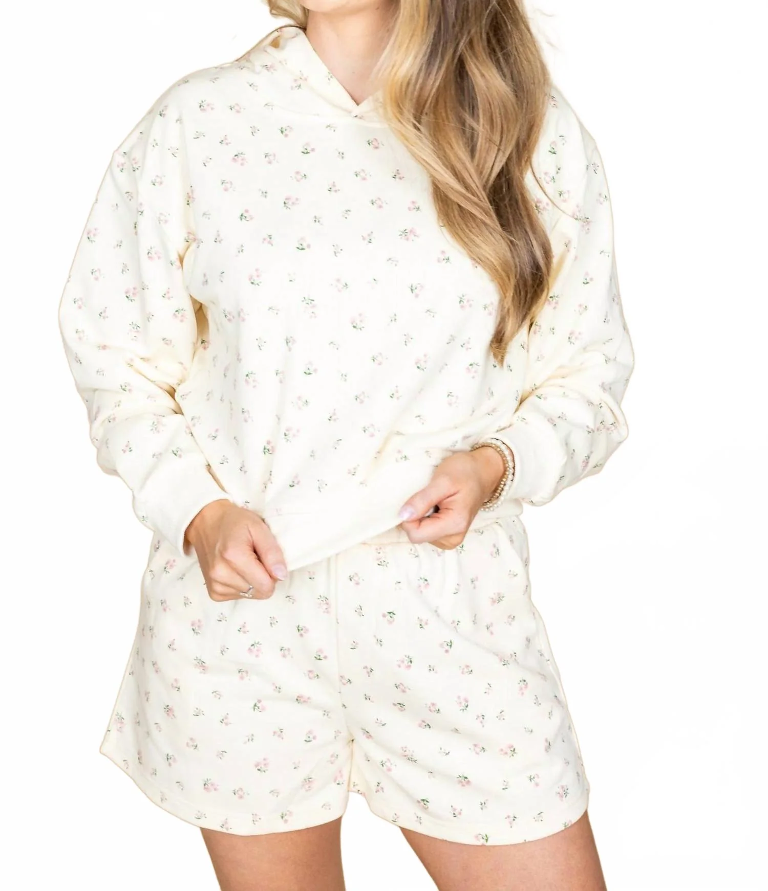 Zoey Floral Short Set In Pastel Yellow