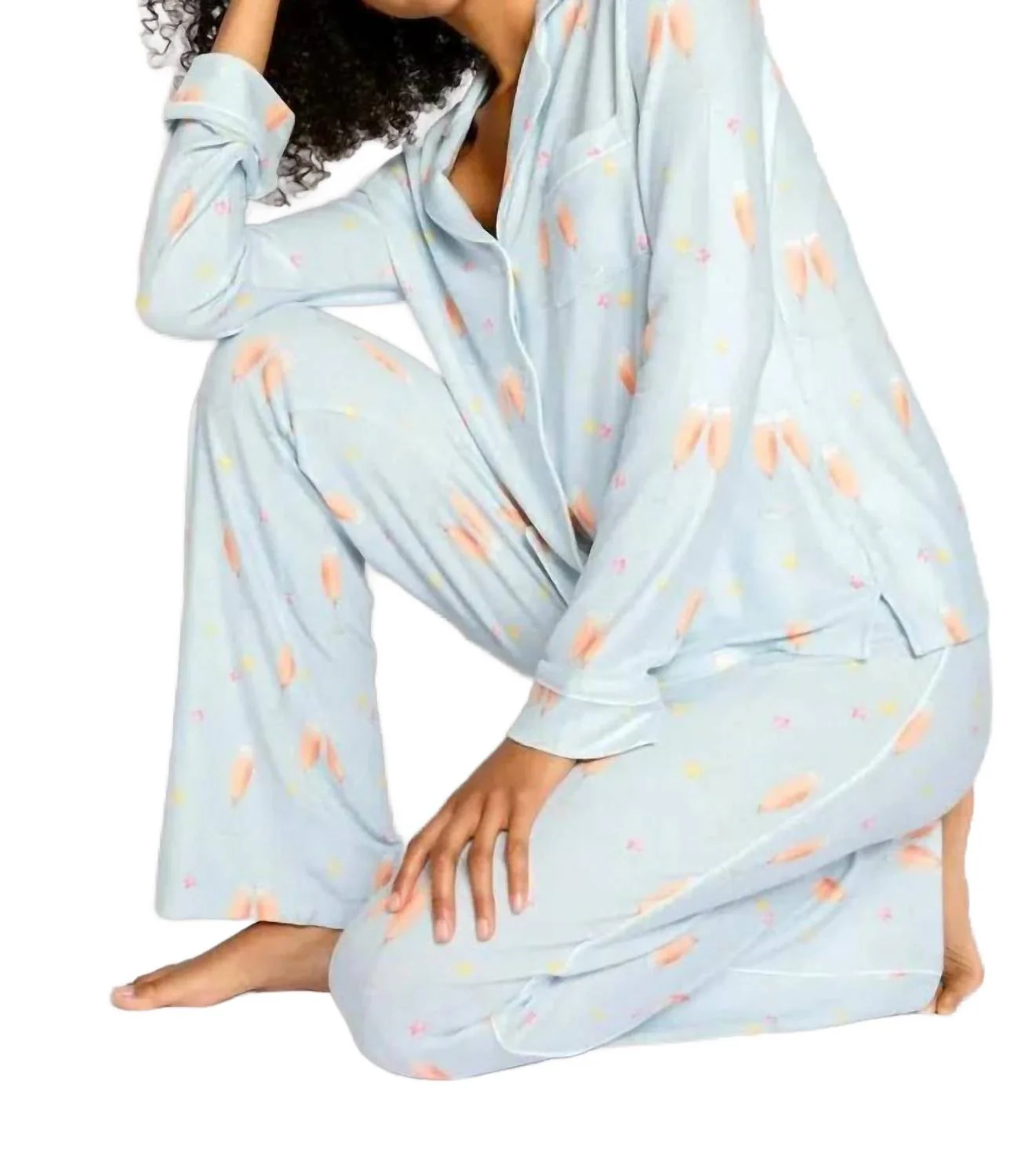 Had Me Rose Pj Set In Light Blue