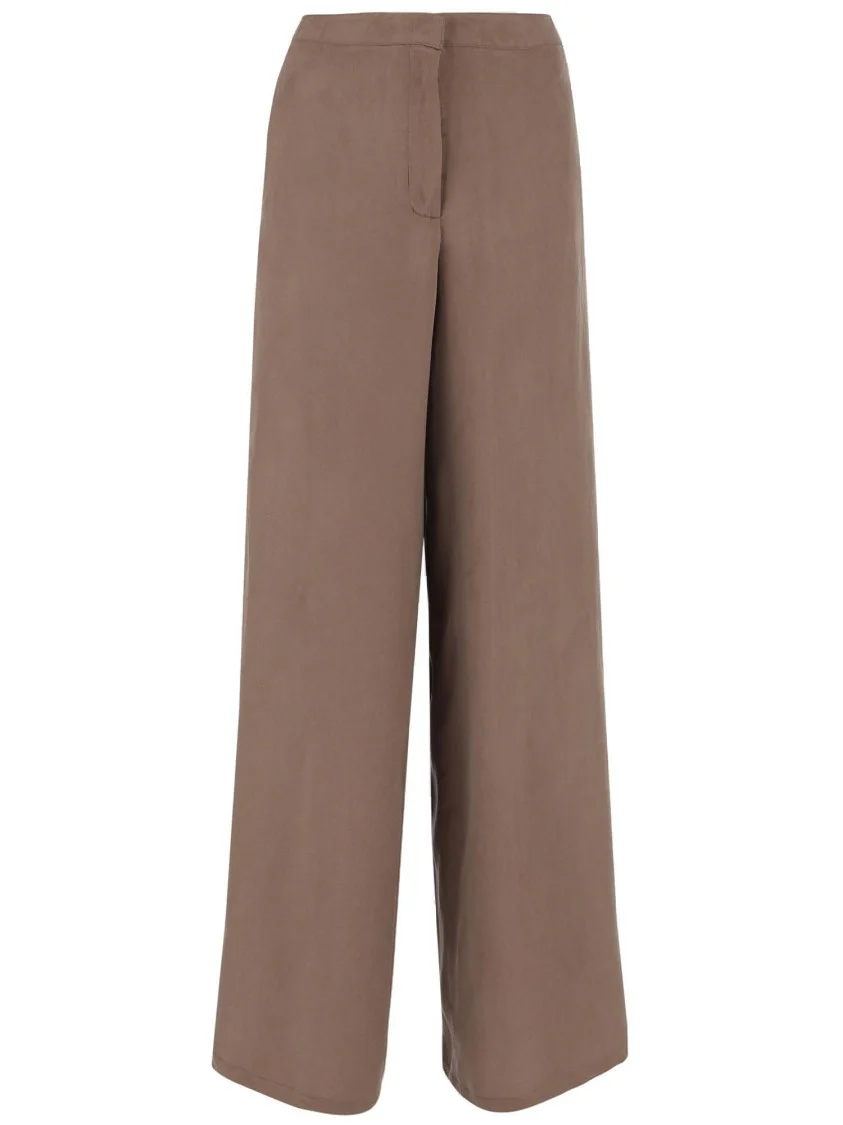 Loose-Fit Gabardine Trousers With Concealed Closure