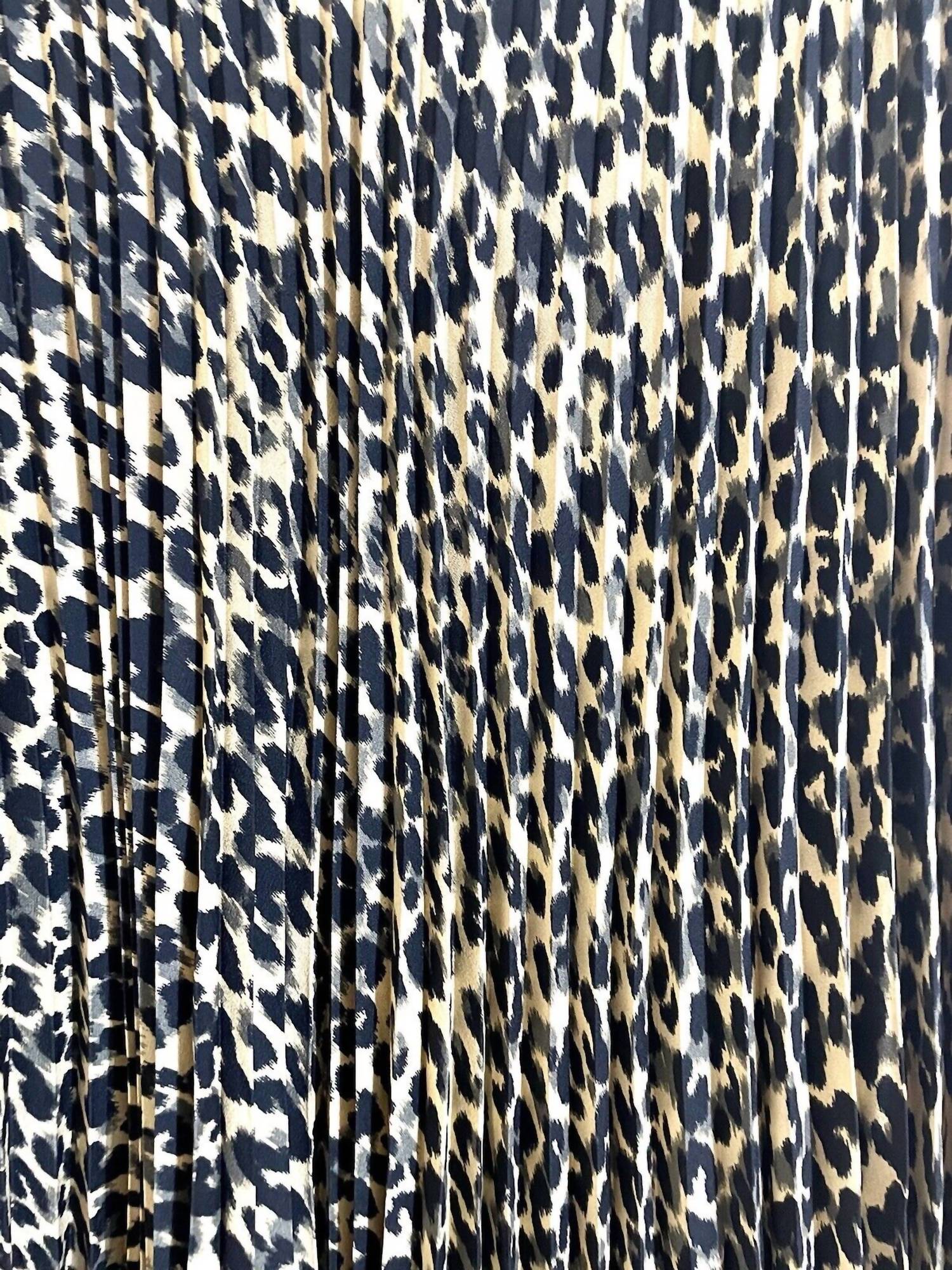 Pleated Elastic Waist Leopard Print Midi Skirt In Multicolor