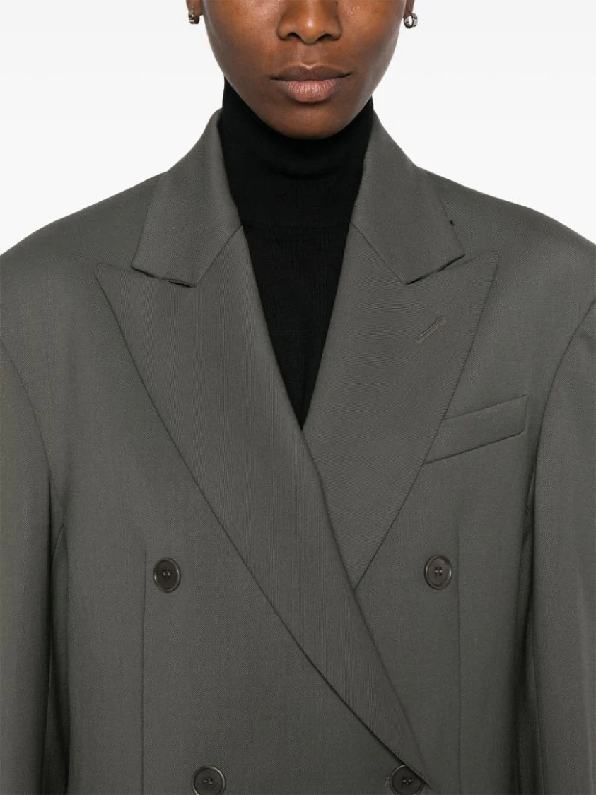 Ivy Green Virgin Wool Blend Twill Blazer