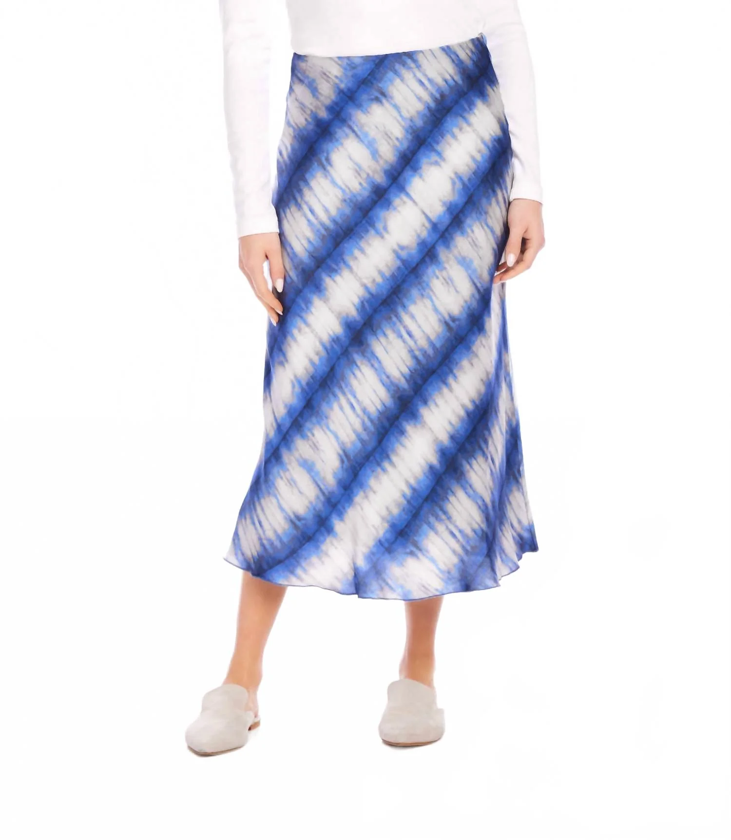 Women's Satin Bias Cut Midi Skirt In Print