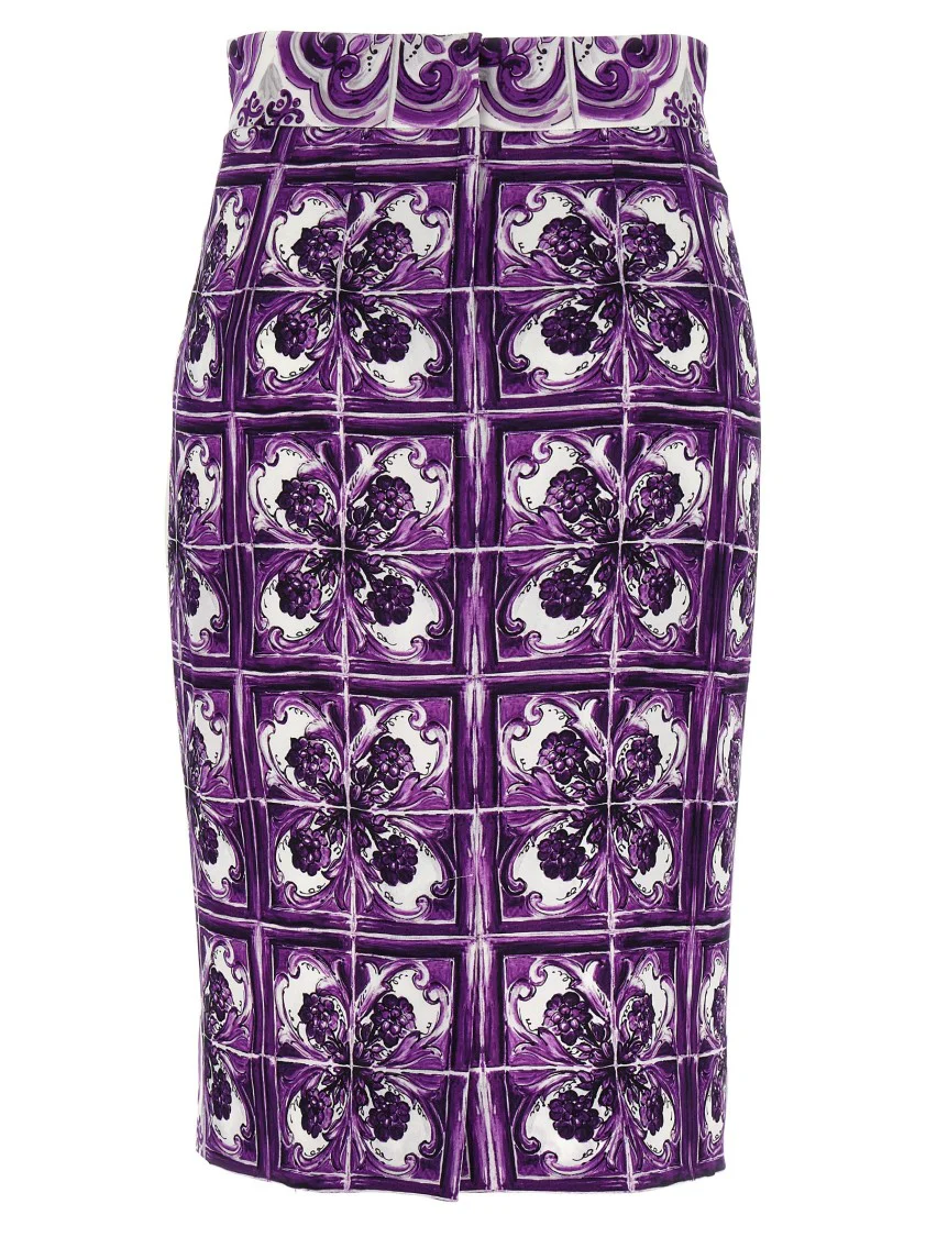 Maiolica' Print Silk Skirt