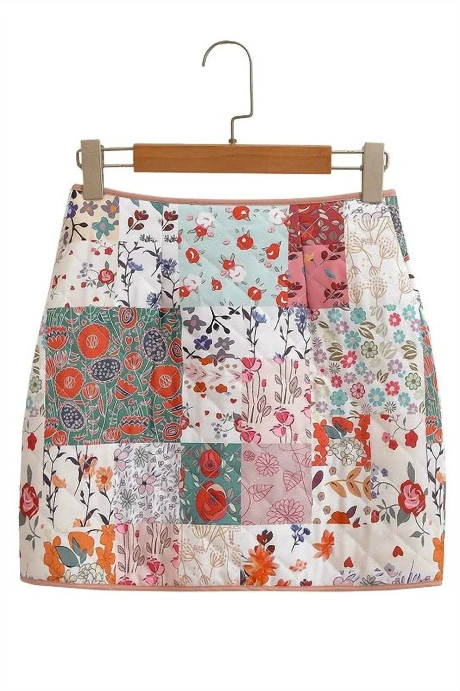 Women's Patchwork Floral Print Skirt In Multicolor