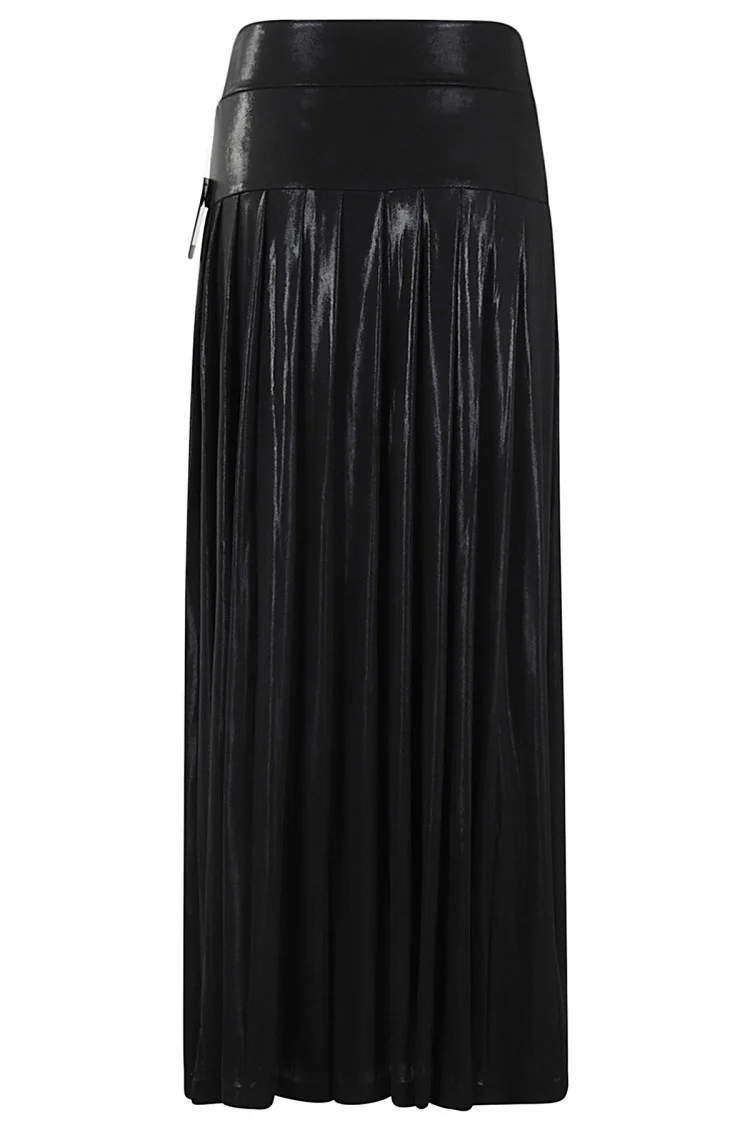 Pleated Long Skirt With Slit