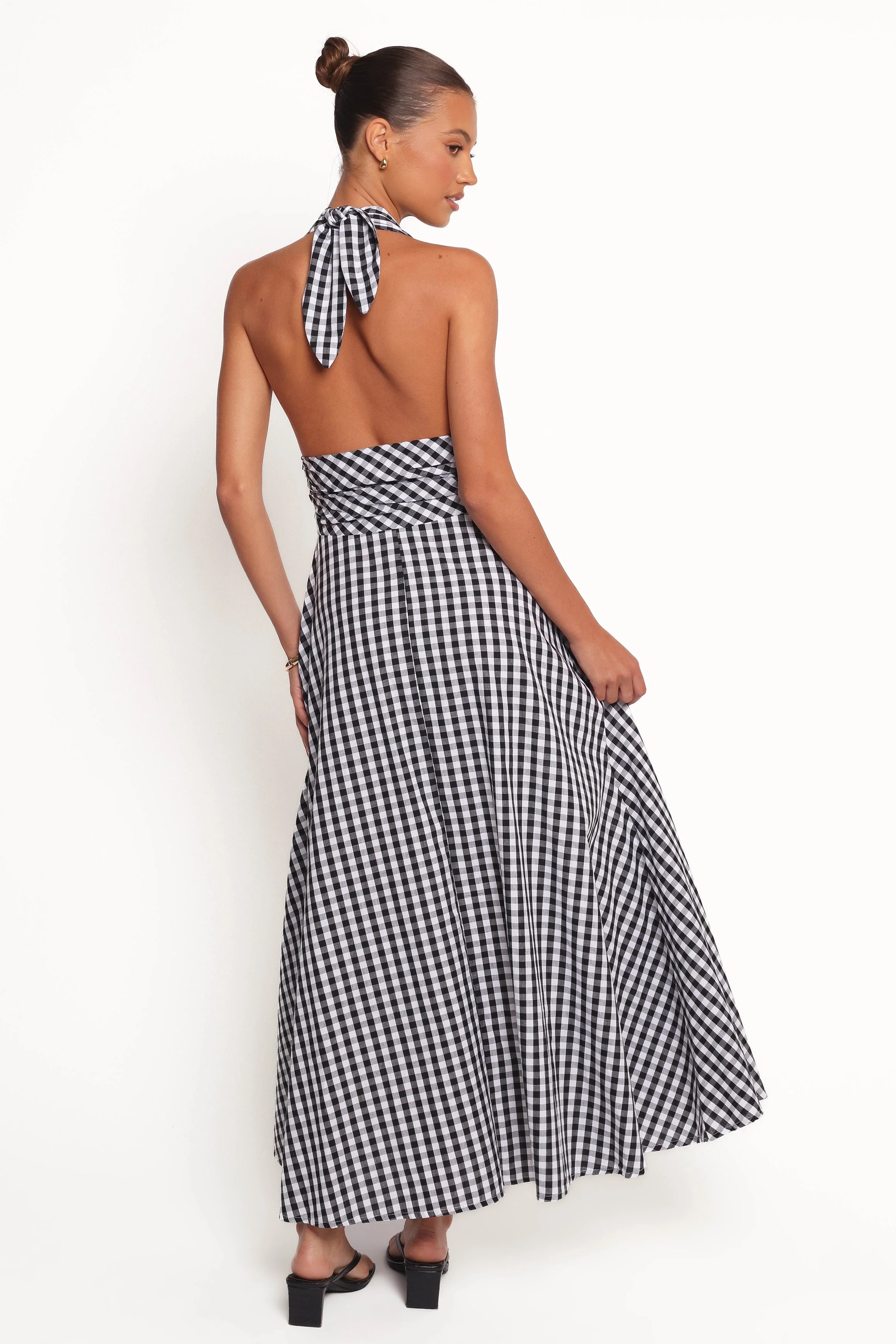 Solene Maxi Halterneck Dress - Black/White