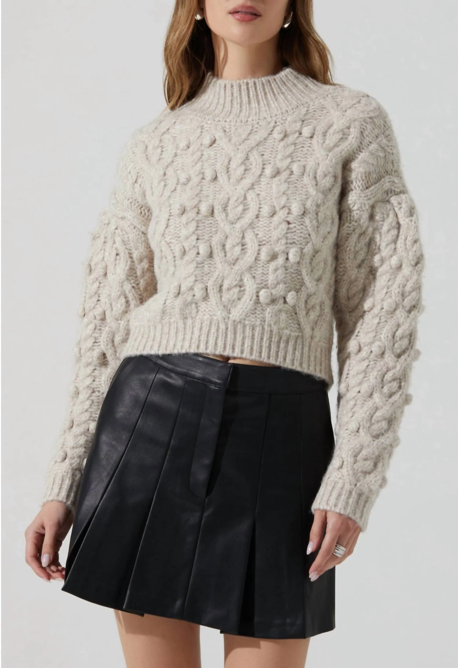 Mikita Faux Leather Pleated Skirt In Black