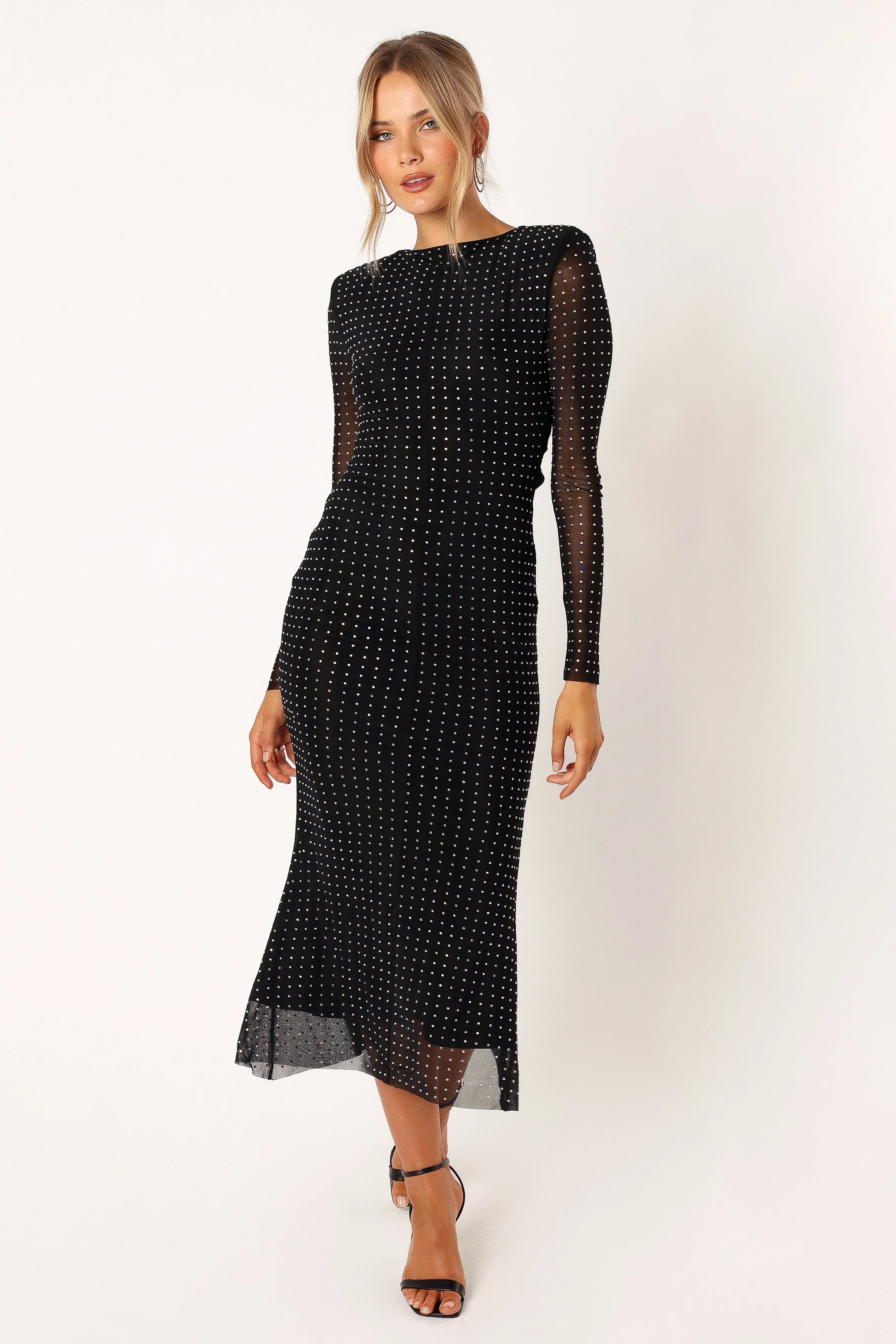 Salvatore Long Sleeve Midi Dress - Black