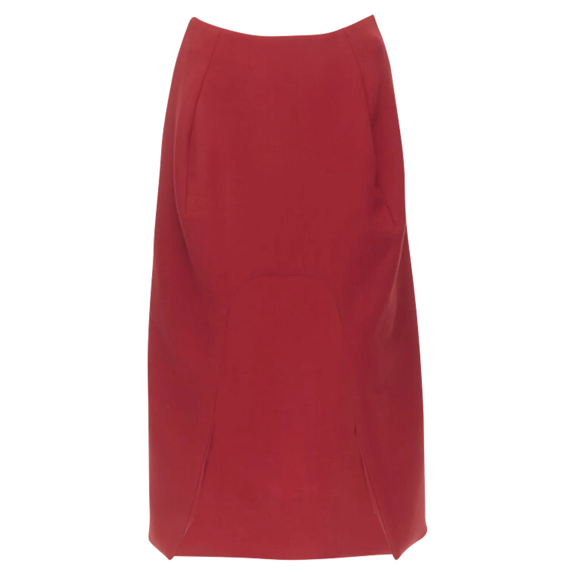 Marni wool silk lining curved hem midi skirt